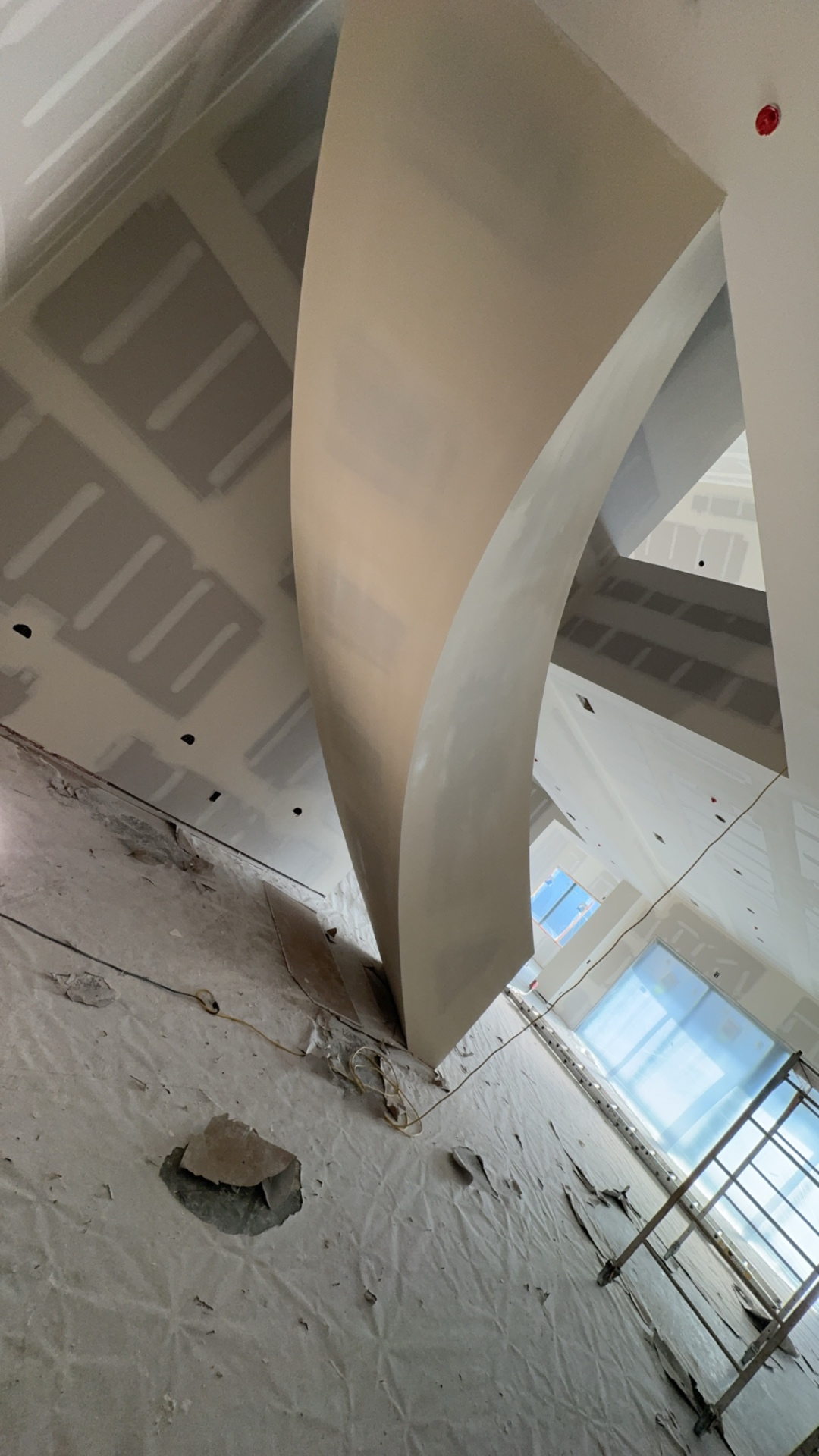 Smooth curved drywall column with coffered ceiling detail