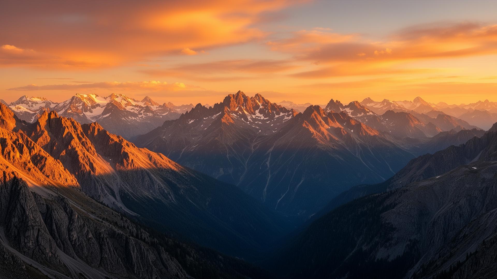 Colorado mountain landscape at golden hour sunset